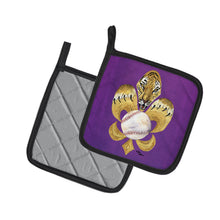 Load image into Gallery viewer, Tiger Fleur de lis Baseball Pot Holders - Set of 2 Decorative Kitchen Helpers | Made in the USA 8476PTHD