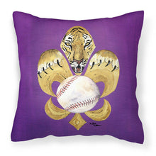 Load image into Gallery viewer, Tiger Fleur de lis Baseball Throw Pillow - 14x14 Decorative Pillow – Art for Your Home &amp; Patio 8476PW1414