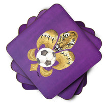 Load image into Gallery viewer, Tiger Soccer  Fleur de lis Coasters - Set of 4 Lightweight Foam, Absorbent Drink Coasters
