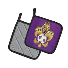 Load image into Gallery viewer, Tiger Fleur de lis Soccer Pot Holders - Set of 2 Decorative Kitchen Helpers | Made in the USA 8477PTHD