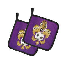 Load image into Gallery viewer, Tiger Fleur de lis Soccer Pot Holders - Set of 2 Decorative Kitchen Helpers | Made in the USA 8477PTHD