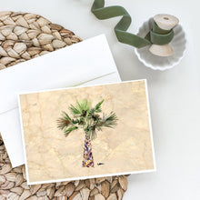 Load image into Gallery viewer, Palm Tree on Marble Background Greeting Cards -  Blank Note Cards – 8-Pack of Artist-Designed Cards with Envelopes