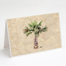 Load image into Gallery viewer, Palm Tree on Marble Background Greeting Cards -  Blank Note Cards – 8-Pack of Artist-Designed Cards with Envelopes