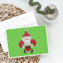 Load image into Gallery viewer, Christmas Fleur de lis Santa Claus Greeting Cards -  Blank Note Cards – 8-Pack of Artist-Designed Cards with Envelopes