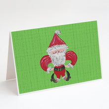 Load image into Gallery viewer, Christmas Fleur de lis Santa Claus Greeting Cards -  Blank Note Cards – 8-Pack of Artist-Designed Cards with Envelopes