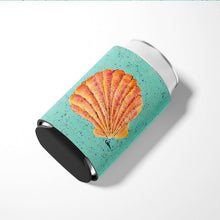 Load image into Gallery viewer, Scallop Shell on Teal Can or Bottle Beverage Insulator Hugger