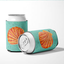 Load image into Gallery viewer, Scallop Shell on Teal Can or Bottle Beverage Insulator Hugger