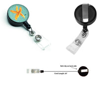 Load image into Gallery viewer, Starfish on Teal Retractable Badge Reel 8527BR