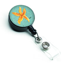 Load image into Gallery viewer, Starfish on Teal Retractable Badge Reel 8527BR