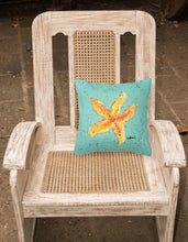 Load image into Gallery viewer, Starfish on Teal Throw Pillow - 14x14 Decorative Pillow – Art for Your Home &amp; Patio 8527PW1414