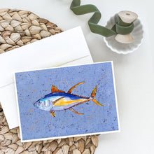 Load image into Gallery viewer, Tuna on Blue Greeting Cards -  Blank Note Cards – 8-Pack of Artist-Designed Cards with Envelopes