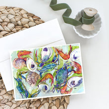 Load image into Gallery viewer, Crabs, Shrimp and Oysters Greeting Cards -  Blank Note Cards – 8-Pack of Artist-Designed Cards with Envelopes