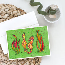 Load image into Gallery viewer, Seahorse on Green Greeting Cards -  Blank Note Cards – 8-Pack of Artist-Designed Cards with Envelopes