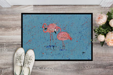 Load image into Gallery viewer, Flamingo on Blue Speckle Doormat - 24x36 Decorative Floor Mat – Indoor/Outdoor Rug