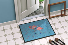 Load image into Gallery viewer, Flamingo on Blue Speckle Doormat - 24x36 Decorative Floor Mat – Indoor/Outdoor Rug