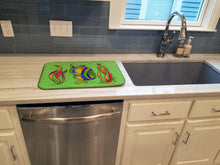 Load image into Gallery viewer, Tropical Fish on Green Dish Drying Mat – Absorbent, Artistic Kitchen Essentials 8568DDM