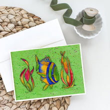 Load image into Gallery viewer, Tropical Fish on Green Greeting Cards -  Blank Note Cards – 8-Pack of Artist-Designed Cards with Envelopes
