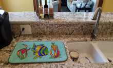 Load image into Gallery viewer, Tropical Fish on Teal Dish Drying Mat – Absorbent, Artistic Kitchen Essentials 8569DDM