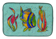 Load image into Gallery viewer, Tropical Fish on Teal Dish Drying Mat – Absorbent, Artistic Kitchen Essentials 8569DDM