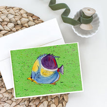Load image into Gallery viewer, Tropical Fish on Green Greeting Cards -  Blank Note Cards – 8-Pack of Artist-Designed Cards with Envelopes