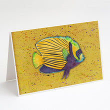 Load image into Gallery viewer, Tropical Fish on Mustard Greeting Cards -  Blank Note Cards – 8-Pack of Artist-Designed Cards with Envelopes
