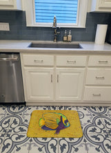 Load image into Gallery viewer, Tropical Fish on Mustard Machine Washable Memory Foam Mat 8577RUG