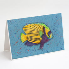 Load image into Gallery viewer, Tropical Fish on Blue Greeting Cards -  Blank Note Cards – 8-Pack of Artist-Designed Cards with Envelopes