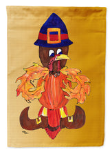 Load image into Gallery viewer, Thanksgiving Turkey Pilgrim Fleur de lis Garden Flag – Decorative Outdoor Yard Flag