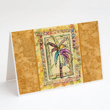 Load image into Gallery viewer, Palm Tree Colorful Greeting Cards -  Blank Note Cards – 8-Pack of Artist-Designed Cards with Envelopes
