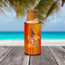 Load image into Gallery viewer, Mermaid in Witches Hat Halloween Slim Can Hugger – Fun &amp; Functional Drink Coolers 8629MUK