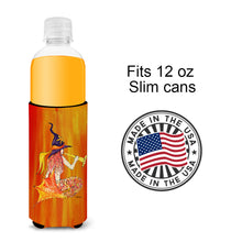 Load image into Gallery viewer, Mermaid in Witches Hat Halloween Slim Can Hugger – Fun &amp; Functional Drink Coolers 8629MUK
