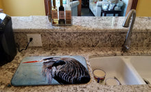 Load image into Gallery viewer, Blue Heron Dish Drying Mat – Absorbent, Artistic Kitchen Essentials 8652DDM