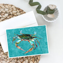Load image into Gallery viewer, Blue Crab on Teal Greeting Cards -  Blank Note Cards – 8-Pack of Artist-Designed Cards with Envelopes