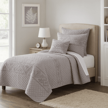 Load image into Gallery viewer, DaDa Bedding Whimsical Lavender Grey Cottage Soft Quilted Coverlet Bedspread Set (JHW866)