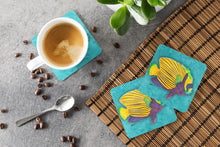 Load image into Gallery viewer, Fish  Tropical on Teal Coasters - Set of 4 Lightweight Foam, Absorbent Drink Coasters