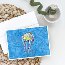 Load image into Gallery viewer, Jelly Fish on Blue Greeting Cards -  Blank Note Cards – 8-Pack of Artist-Designed Cards with Envelopes