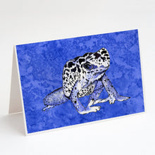 Load image into Gallery viewer, Frog on Blue Greeting Cards -  Blank Note Cards – 8-Pack of Artist-Designed Cards with Envelopes