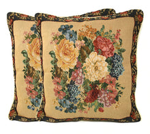 Load image into Gallery viewer, DaDa Bedding Breath of Spring Dark Border Floral Elegant Throw Pillow Cushion Cover 18" x 18"