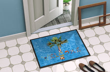 Load image into Gallery viewer, Welcome Palm Tree on Blue Doormat - 24x36 Decorative Floor Mat – Indoor/Outdoor Rug