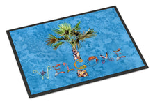 Load image into Gallery viewer, Welcome Palm Tree on Blue Doormat - 24x36 Decorative Floor Mat – Indoor/Outdoor Rug