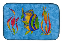 Load image into Gallery viewer, Troical Fish and Seaweed on Blue Dish Drying Mat – Absorbent, Artistic Kitchen Essentials 8713DDM