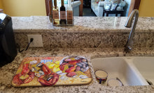 Load image into Gallery viewer, Lobster with Old Bay Dish Drying Mat – Absorbent, Artistic Kitchen Essentials 8719DDM