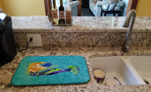 Load image into Gallery viewer, Blonde Mermaid on Teal Dish Drying Mat – Absorbent, Artistic Kitchen Essentials 8724DDM