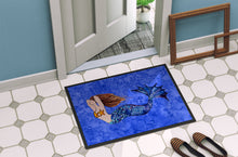 Load image into Gallery viewer, Brunette Mermaid on Blue Doormat - 24x36 Decorative Floor Mat – Indoor/Outdoor Rug