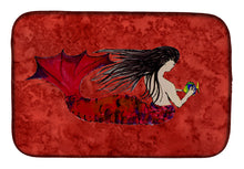 Load image into Gallery viewer, Black Haired Mermaid on Red Dish Drying Mat – Absorbent, Artistic Kitchen Essentials 8726DDM