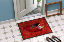 Load image into Gallery viewer, Black Haired Mermaid on Red Doormat - 24x36 Decorative Floor Mat – Indoor/Outdoor Rug