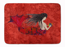 Load image into Gallery viewer, Black Haired Mermaid on Red Machine Washable Memory Foam Mat 8726RUG