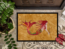 Load image into Gallery viewer, Ginger Red Headed Mermaid on Gold Doormat - 24x36 Decorative Floor Mat – Indoor/Outdoor Rug