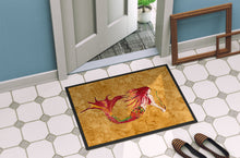 Load image into Gallery viewer, Ginger Red Headed Mermaid on Gold Doormat - 24x36 Decorative Floor Mat – Indoor/Outdoor Rug