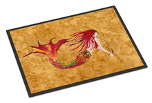 Load image into Gallery viewer, Ginger Red Headed Mermaid on Gold Doormat - 24x36 Decorative Floor Mat – Indoor/Outdoor Rug